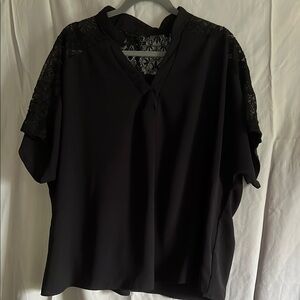 SHEIN Black Lace Sleeve Blouse